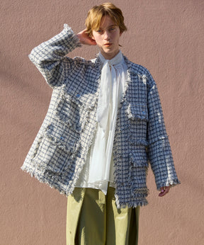 【26SPRING PRE-ORDER】Fringe Tweed Long Jacket
