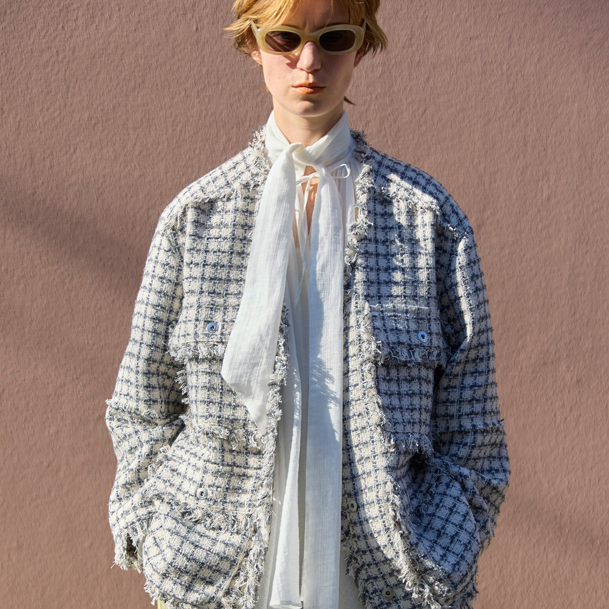 【最安値】AMERI FRINGE TWEED OVER JACKET うわぁこのオーバージャケットめっちゃかっこいい…私も欲しいじゃん