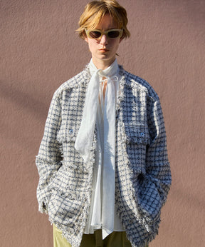 【26SPRING PRE-ORDER】Fringe Tweed Long Jacket