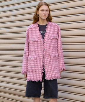【26SPRING PRE-ORDER】Fringe Tweed Long Jacket