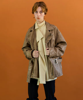 【26SPRING PRE-ORDER】Belted Faux Leather Jacket