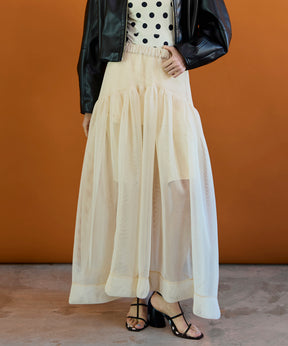 【26SPRING PRE-ORDER】Sponge Mesh Flare Skirt