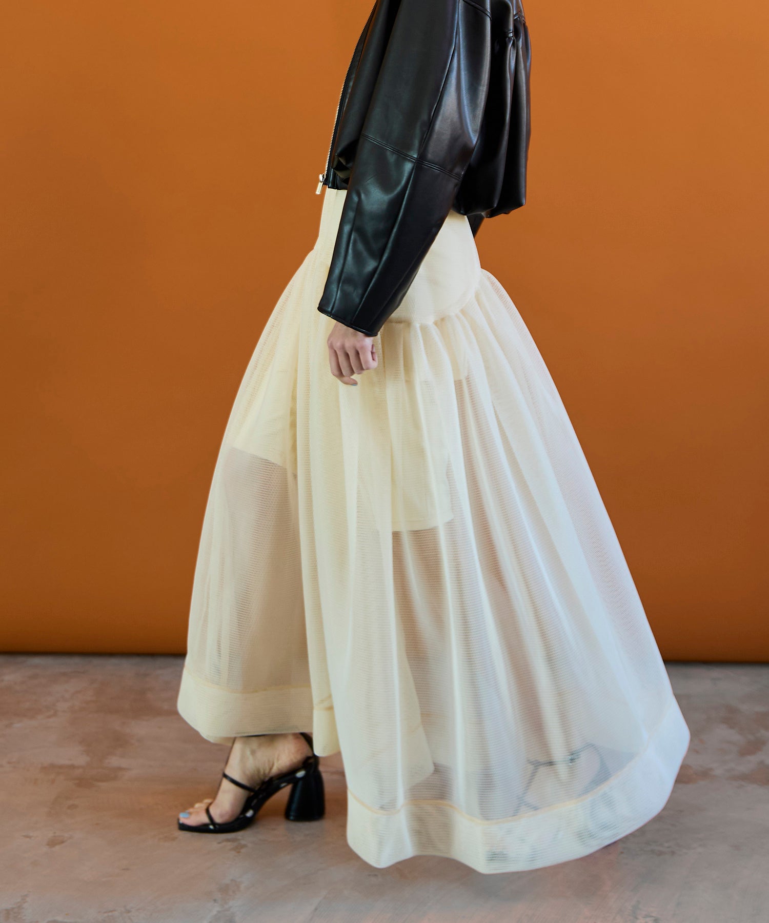 【26SPRING PRE-ORDER】Sponge Mesh Flare Skirt