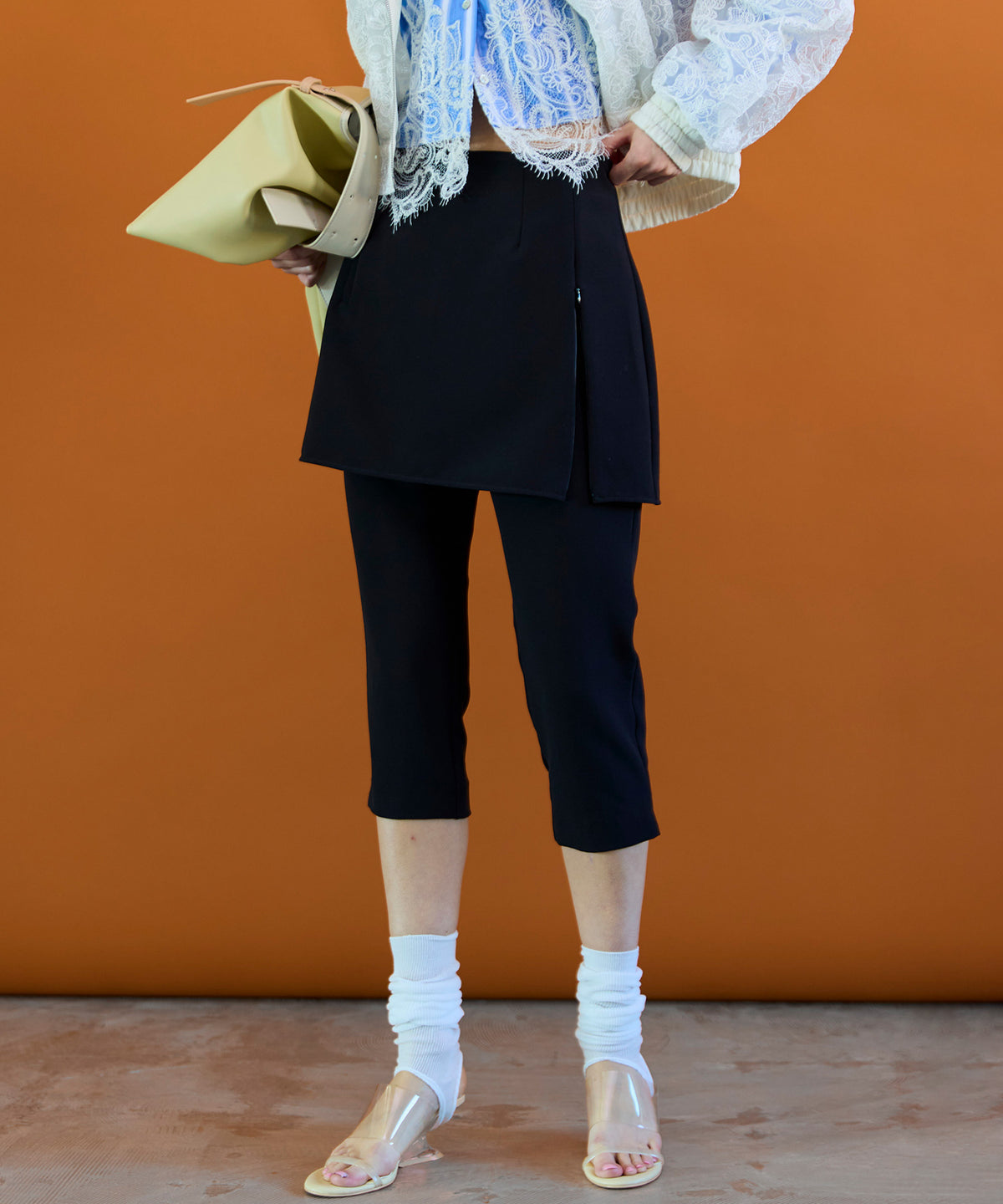 【26SPRING PRE-ORDER】Mini Skirt Layer Capri Pants