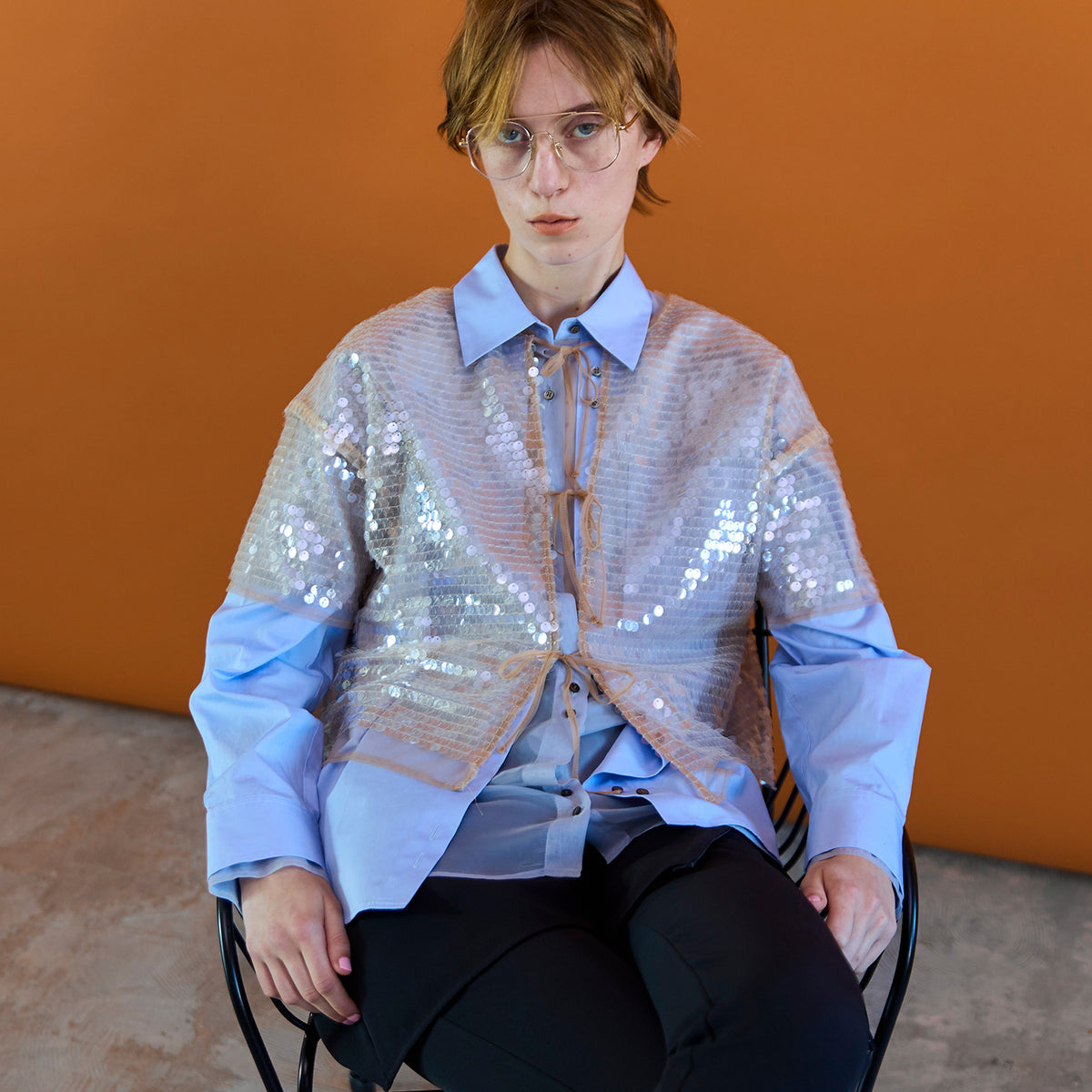 メゾンスペシャル Sheer sequins Over T-Shirt