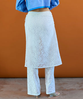 [26SPRING PRE-ORDER] 사이드 개더 랩 레이스 스커트 팬츠