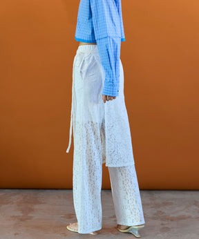 [26SPRING PRE-ORDER] 사이드 개더 랩 레이스 스커트 팬츠