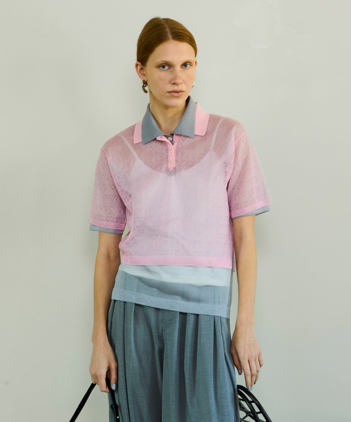 【26SPRING PRE-ORDER】Layered Sheer Knit Polo