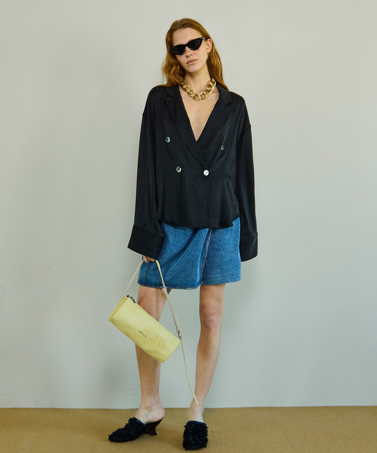 【26SPRING PRE-ORDER】Drape Denim Culotte Skirt