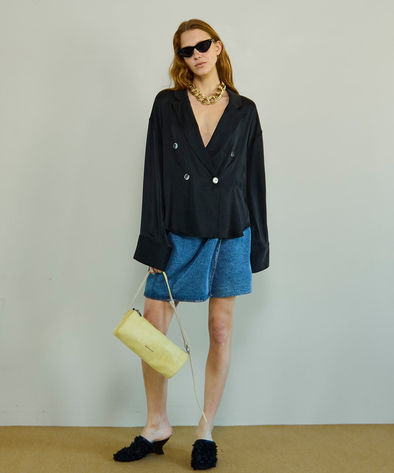 【26SPRING PRE-ORDER】Drape Denim Culotte Skirt