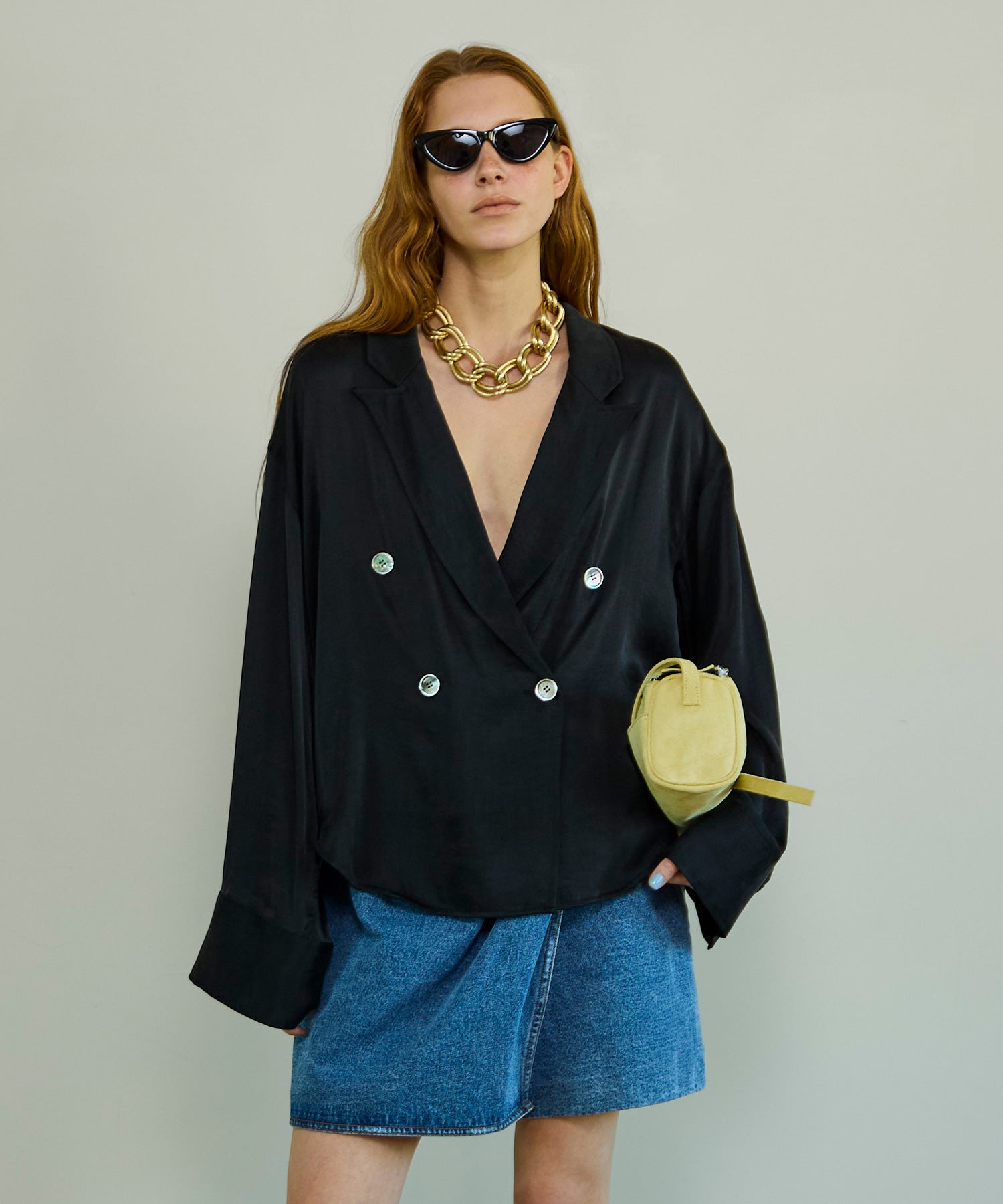 【26SPRING PRE-ORDER】Drape Denim Culotte Skirt