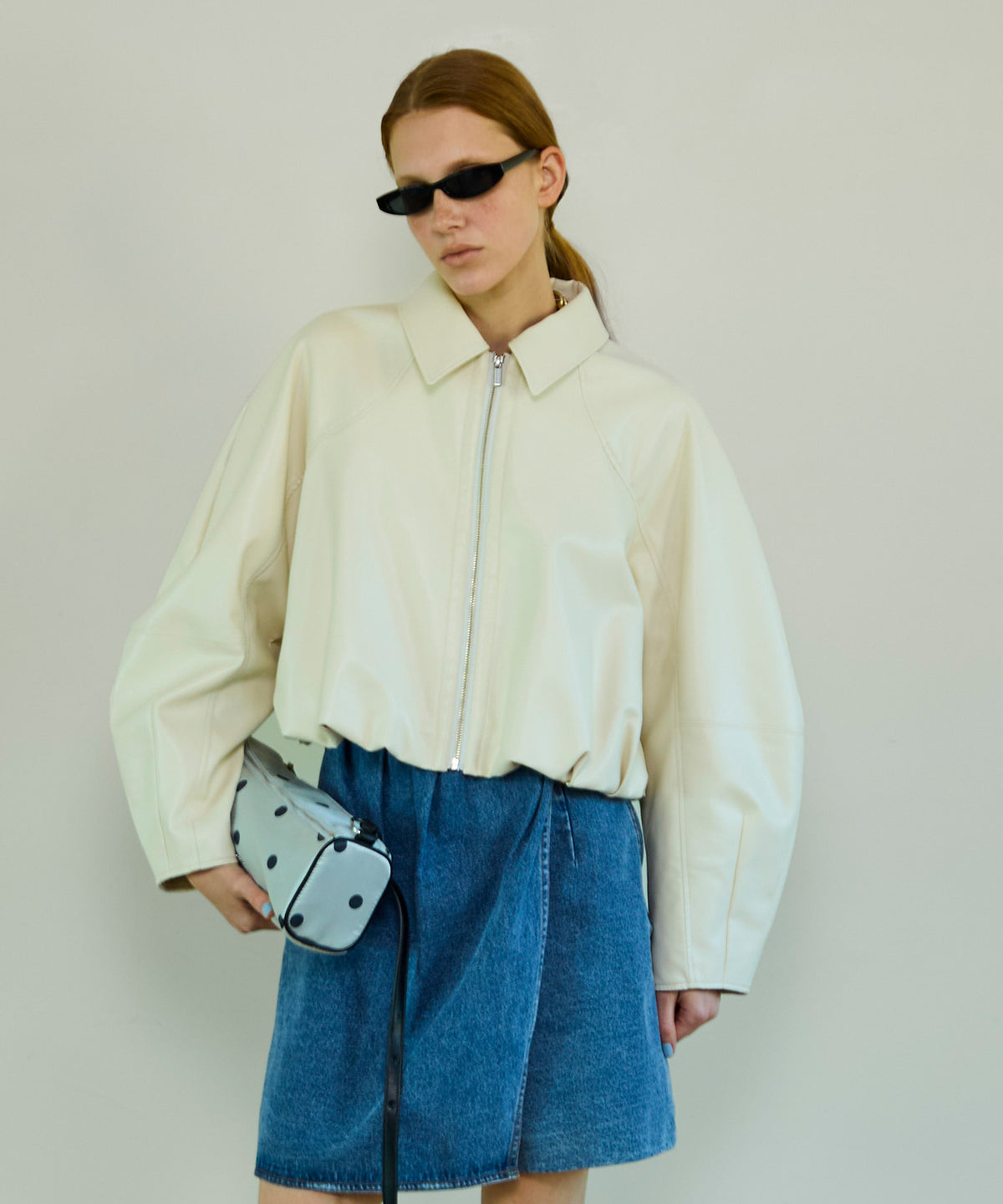 【26SPRING PRE-ORDER】Gathered Balloon Vegan Leather Jacket