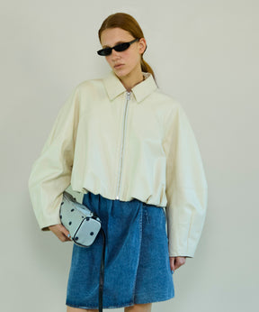 [26SPRING PRE-ORDER] 개더드 벌룬 비건 레더 자켓