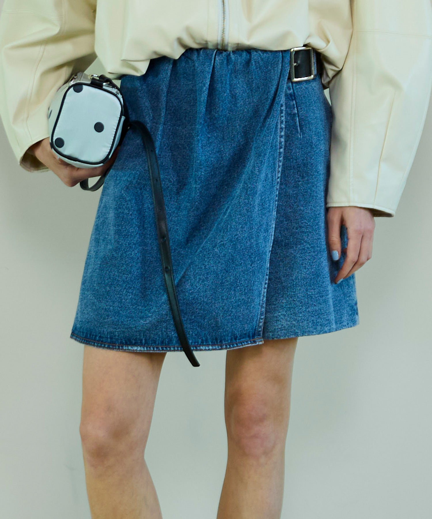 【26SPRING PRE-ORDER】Drape Denim Culotte Skirt