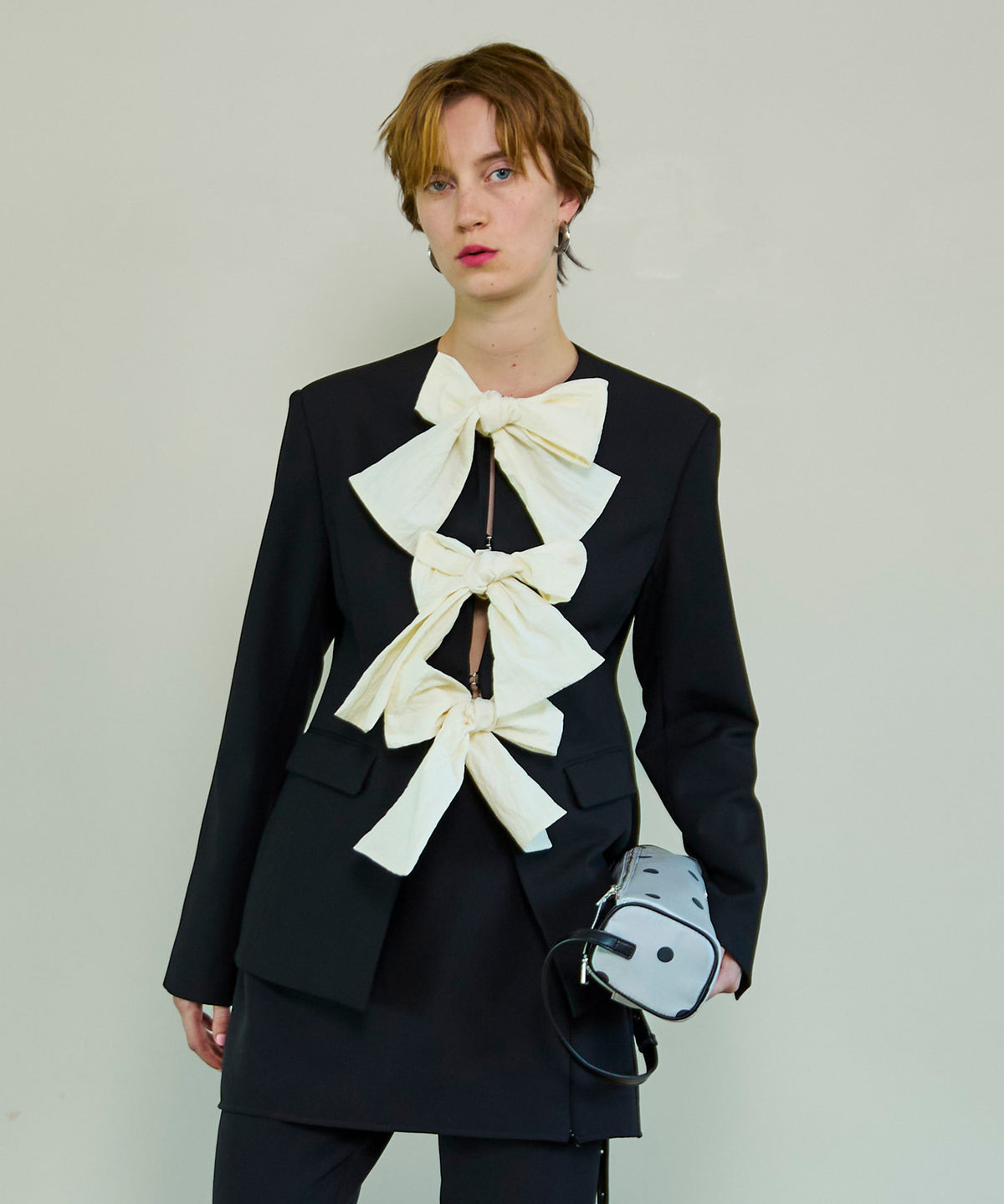 【26SPRING PRE-ORDER】No-Collar 2WAY Ribbon Jacket