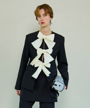 【26SPRING PRE-ORDER】No-Collar 2WAY Ribbon Jacket