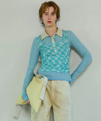 【26SPRING PRE-ORDER】Three-Piece Sheer Polo Top