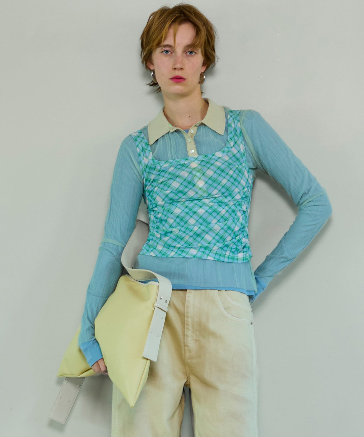 【26SPRING PRE-ORDER】Three-Piece Sheer Polo Top