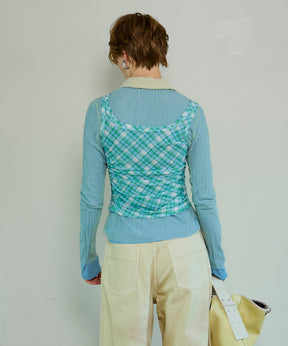 【26SPRING PRE-ORDER】Three-Piece Sheer Polo Top