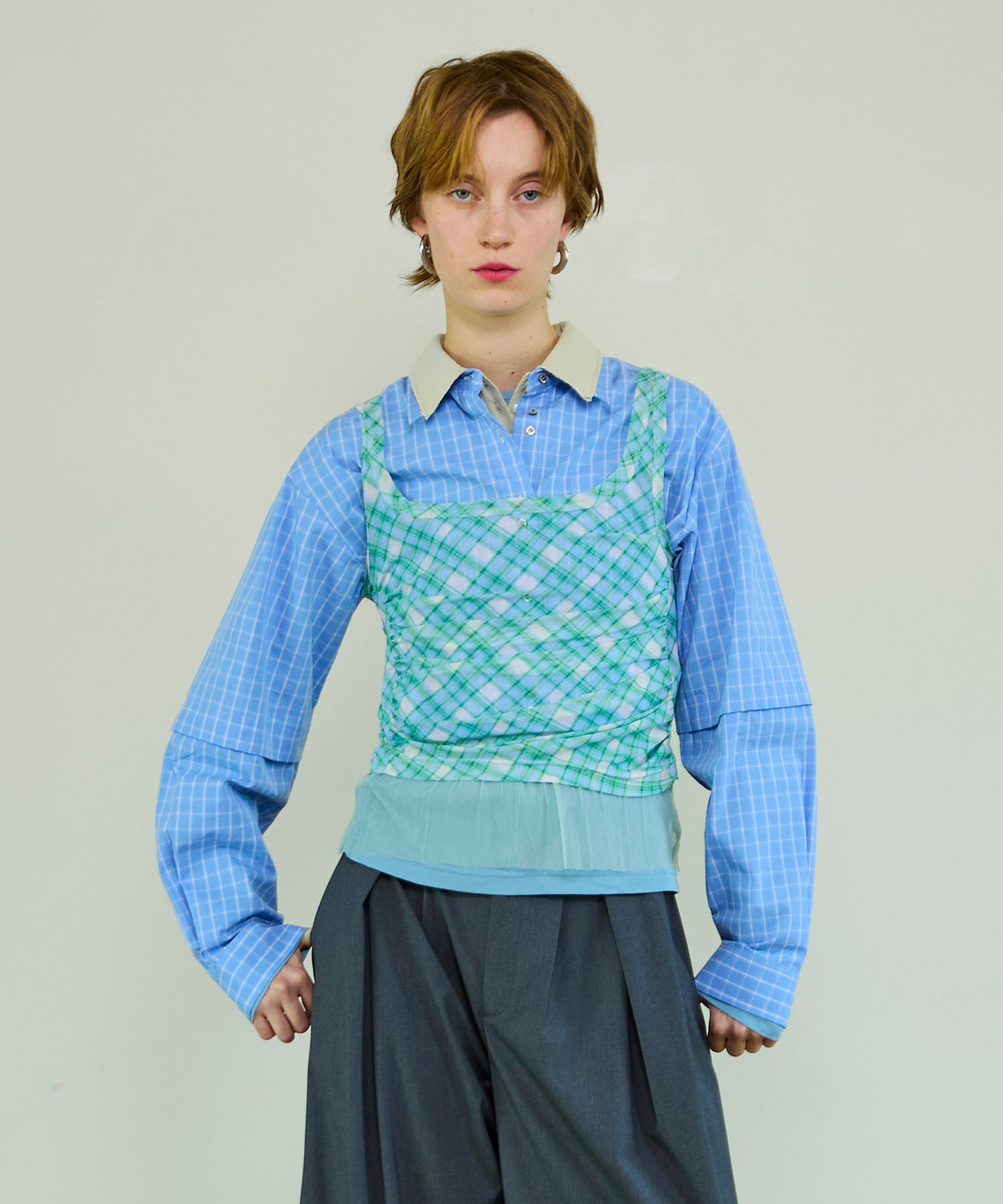 【26SPRING PRE-ORDER】Three-Piece Sheer Polo Top