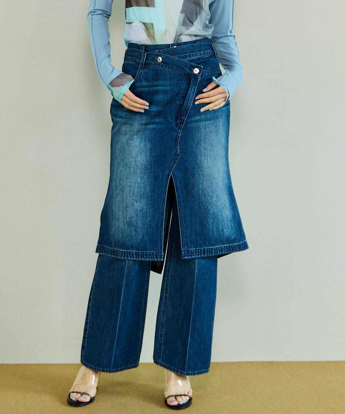 【26SPRING PRE-ORDER】Layered Skirt Denim Pants