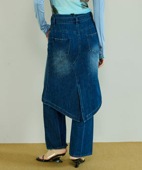 [26SPRING PRE-ORDER] 레이어드 스커트 데님 팬츠