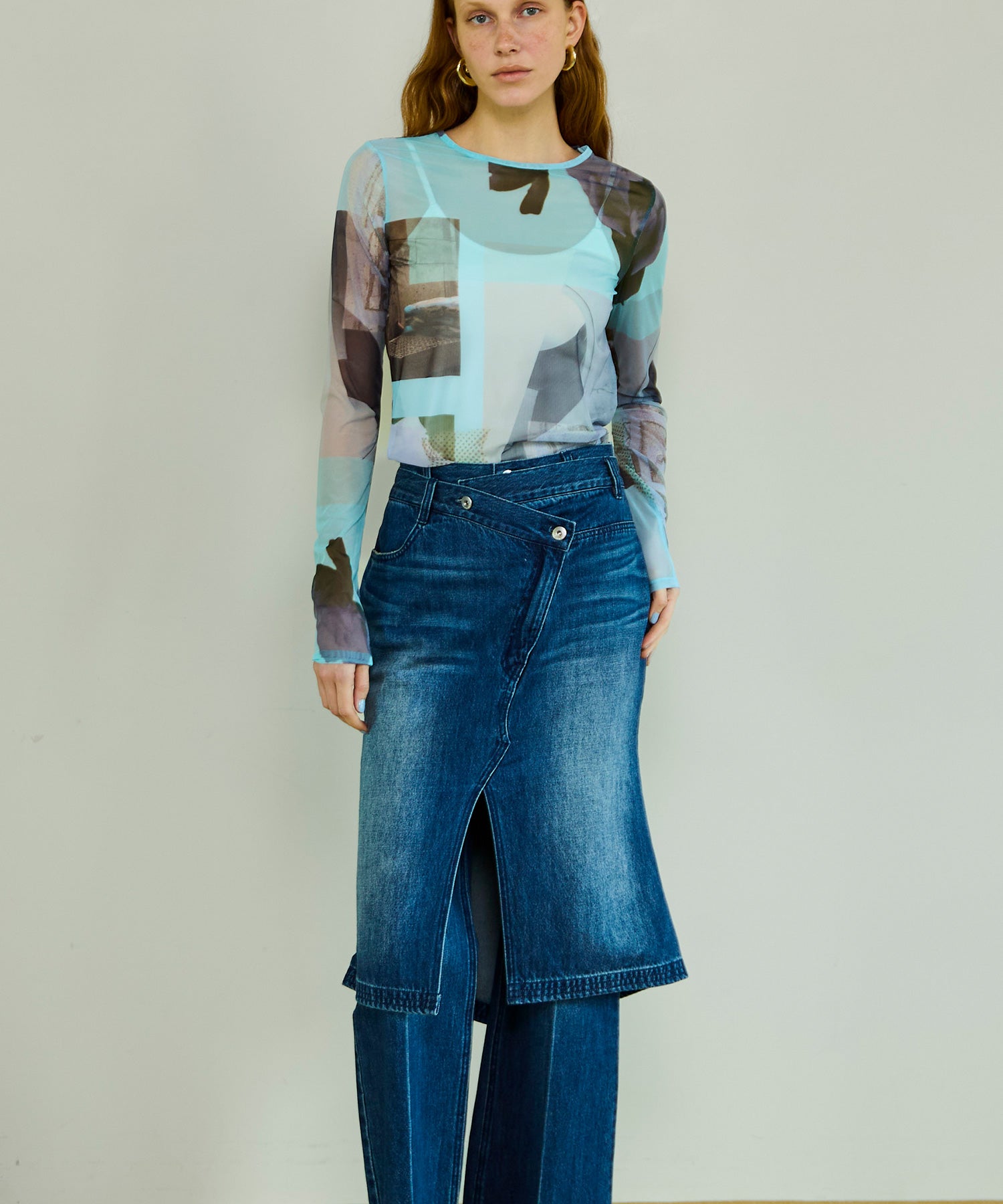 [26SPRING PRE-ORDER] 레이어드 스커트 데님 팬츠