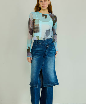 [26SPRING PRE-ORDER] 레이어드 스커트 데님 팬츠