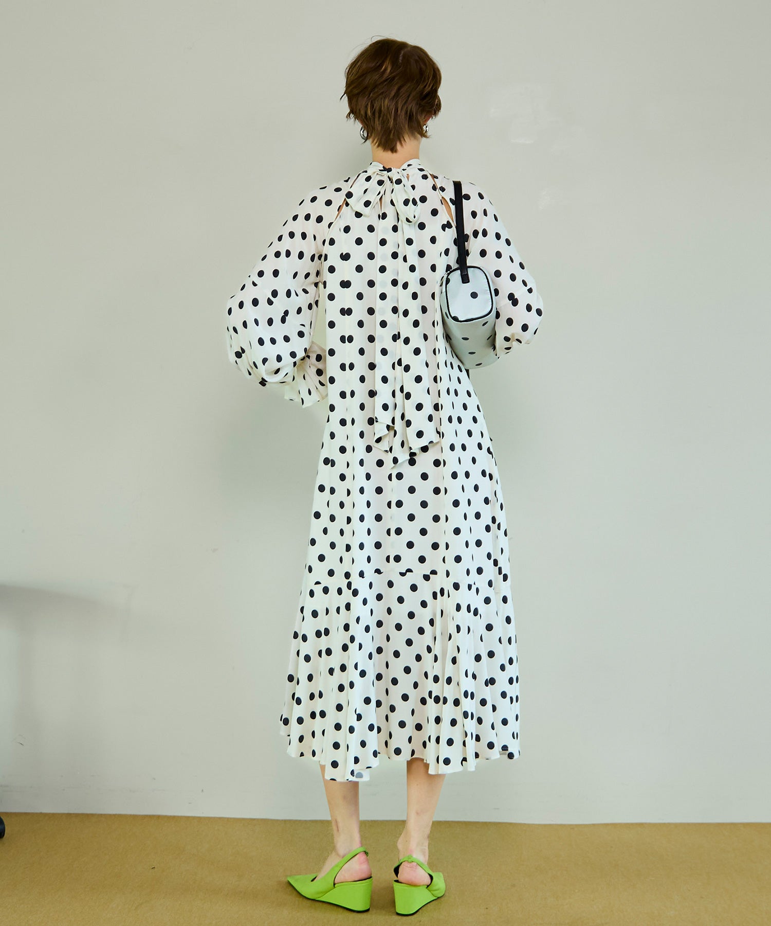 【26SPRING PRE-ORDER】2WAY Sleeve Dot One-Piece