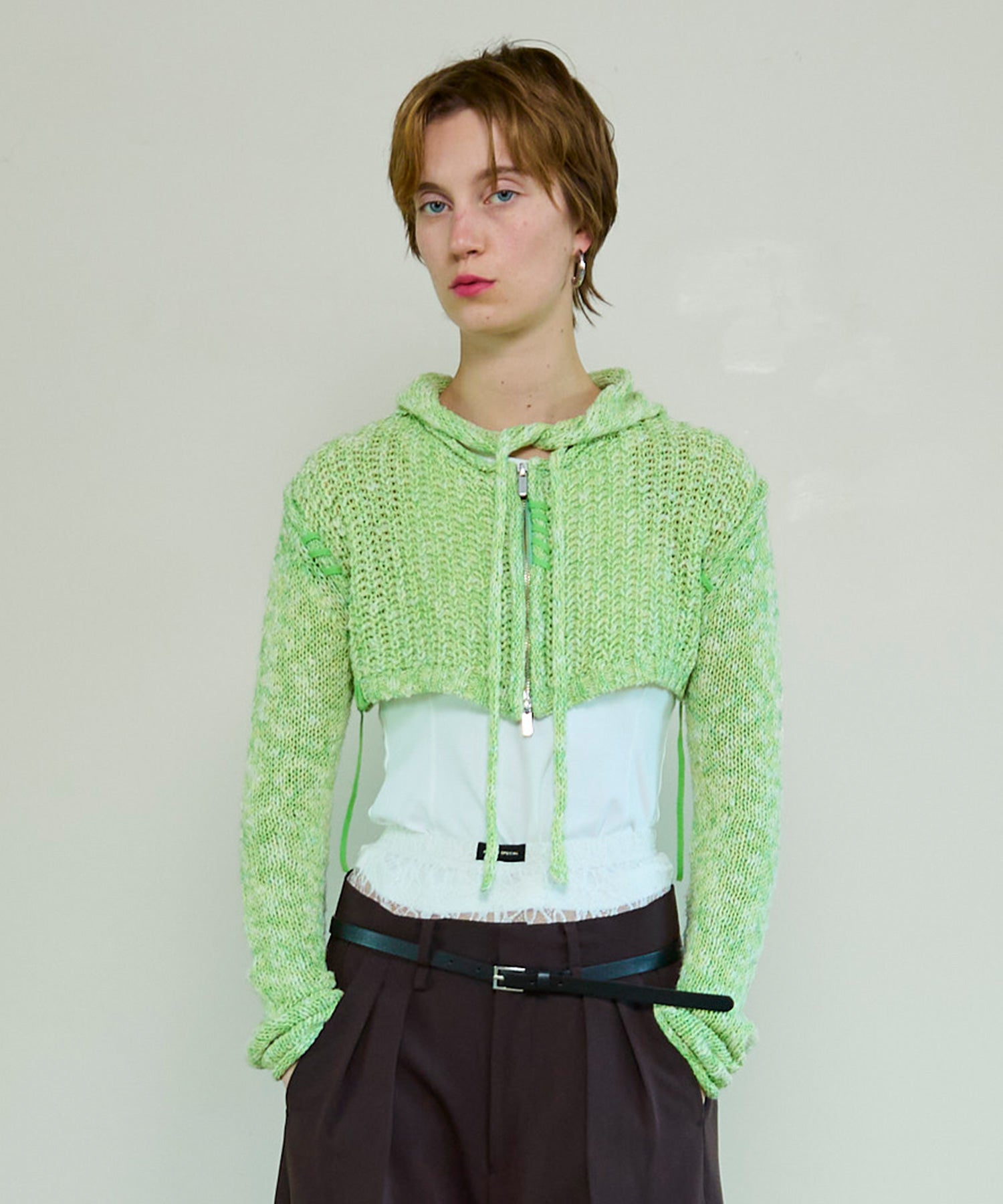 【26SPRING PRE-ORDER】Zip Short Cardigan with Babouche Collar