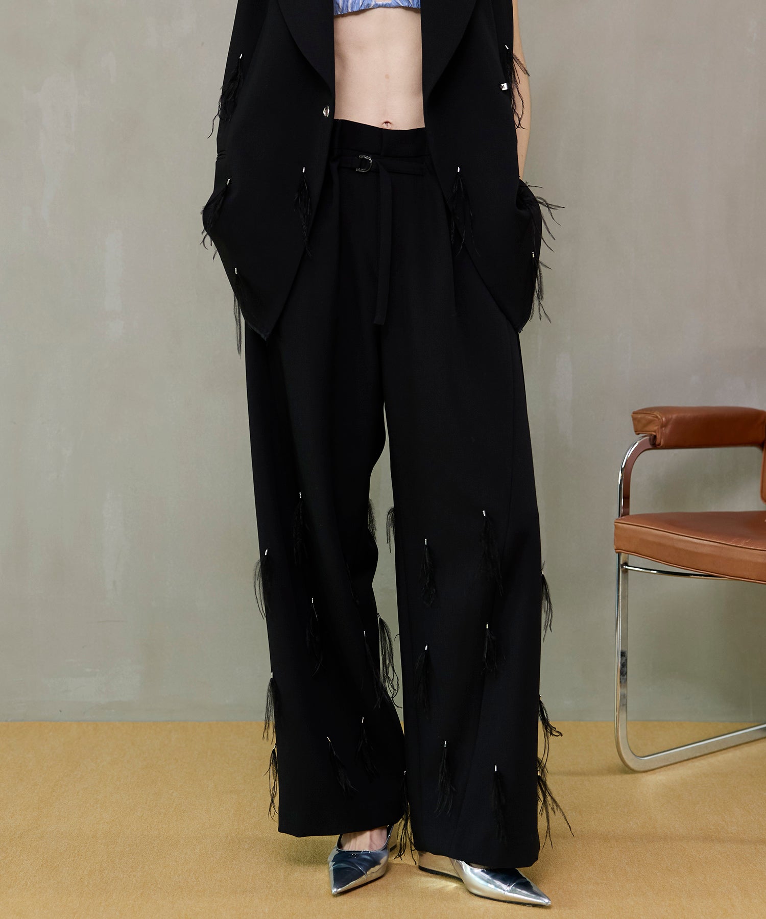 Feather Tuck Pants