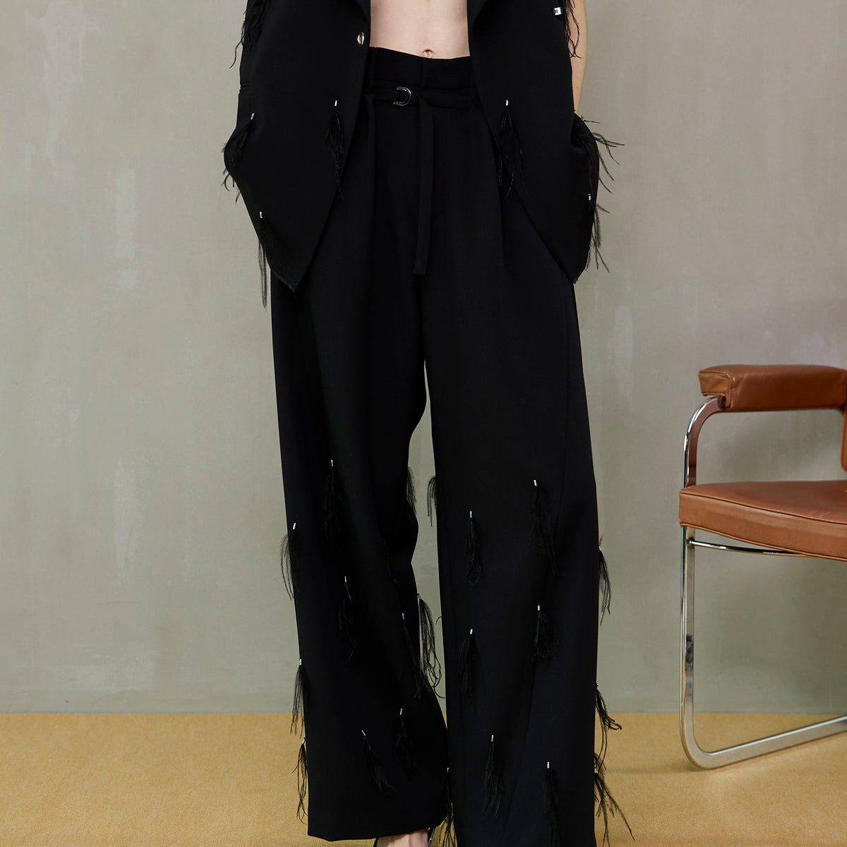 Feather Tuck Pants