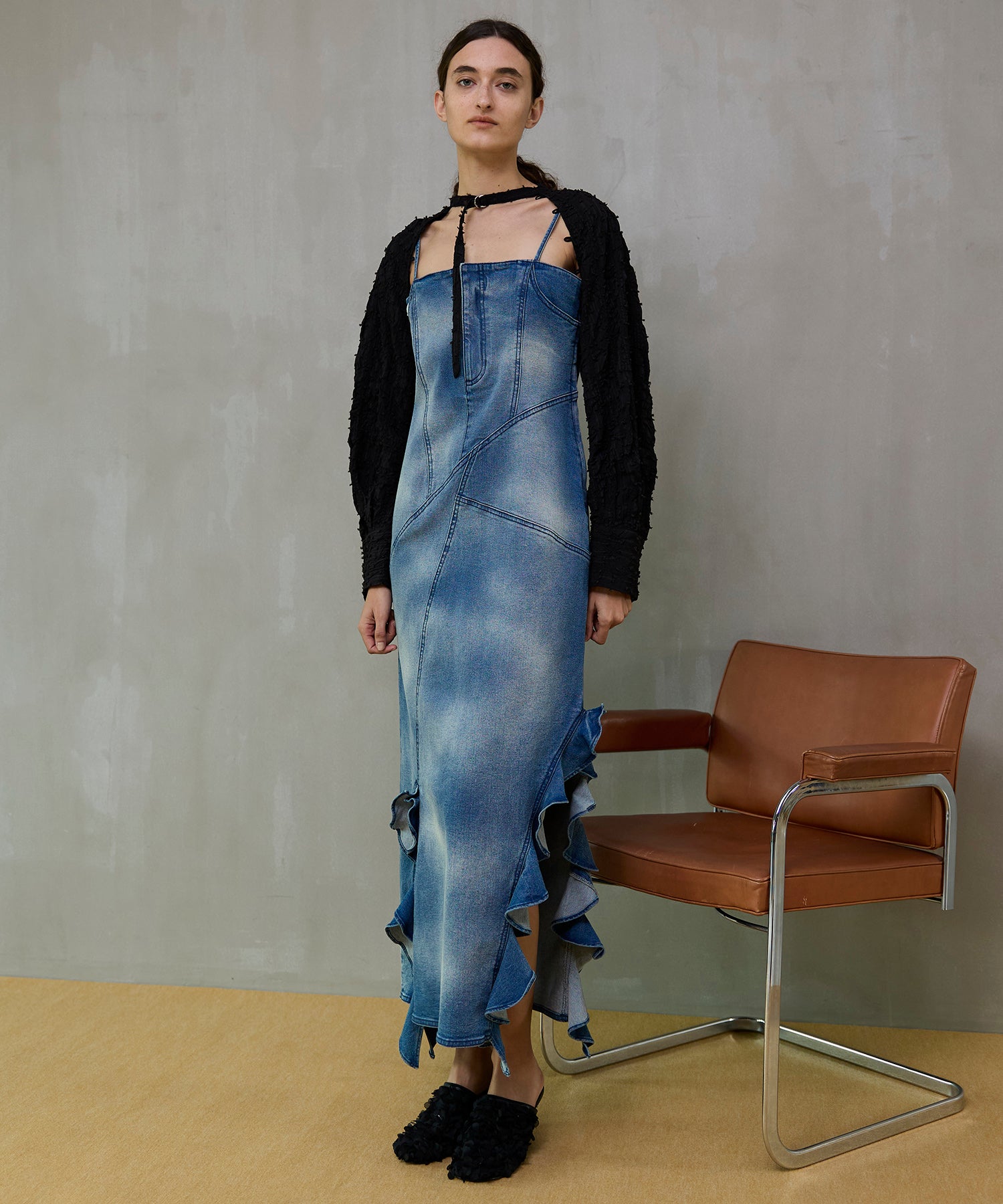 [26SPRING PRE-ORDER] 프릴 데님 드레스