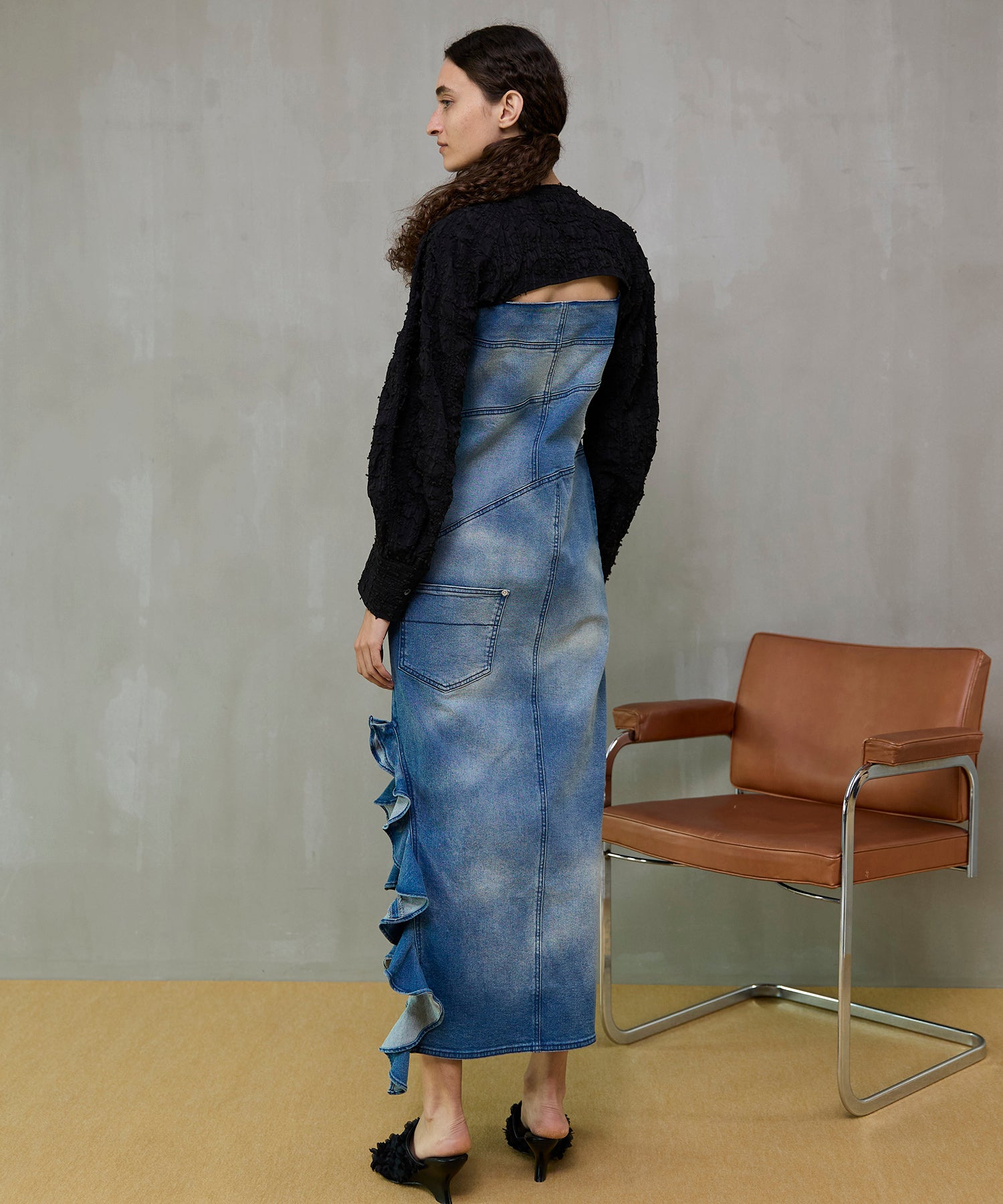 [26SPRING PRE-ORDER] 프릴 데님 드레스