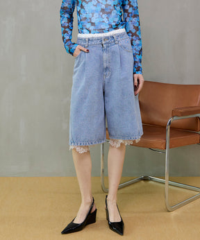 【26SPRING PRE-ORDER】Multi-Way Layered Denim Shorts