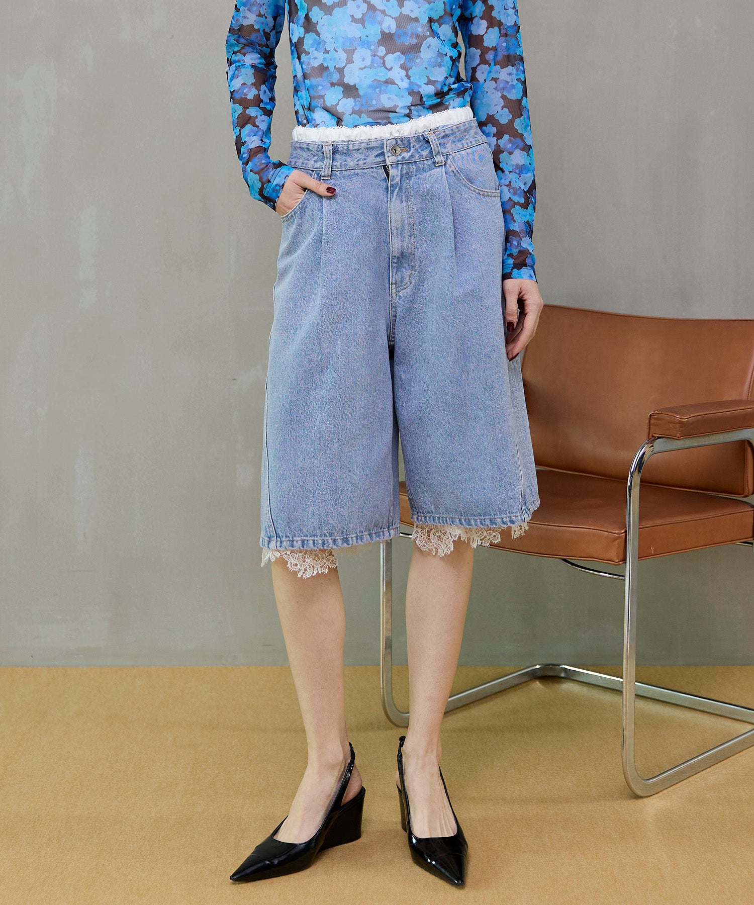 【26SPRING PRE-ORDER】Multi-Way Layered Denim Shorts