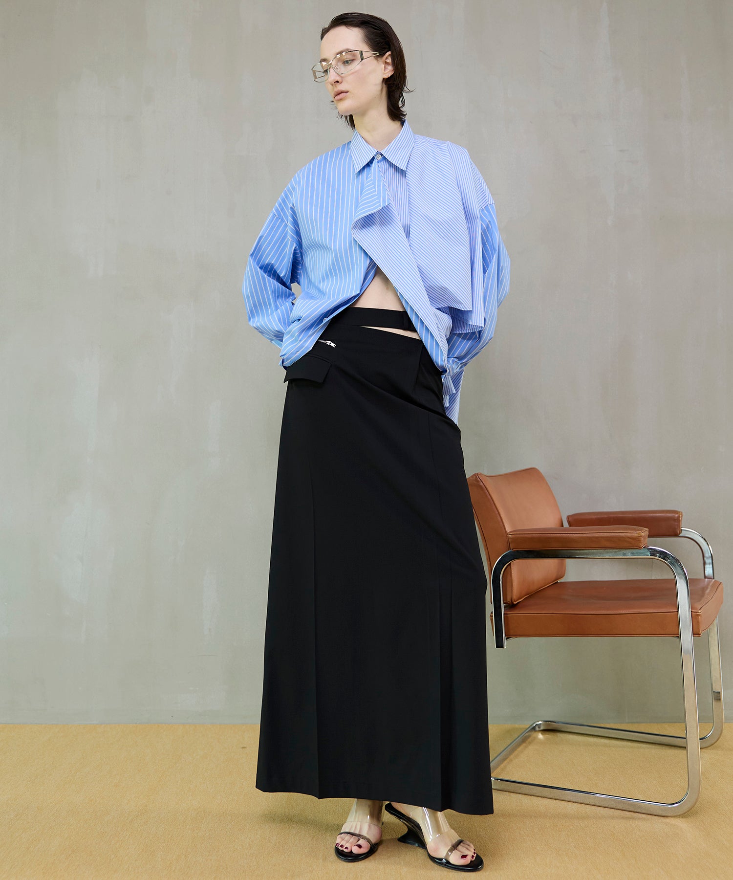 【26SPRING PRE-ORDER】Sewing Tack Maxi Skirt