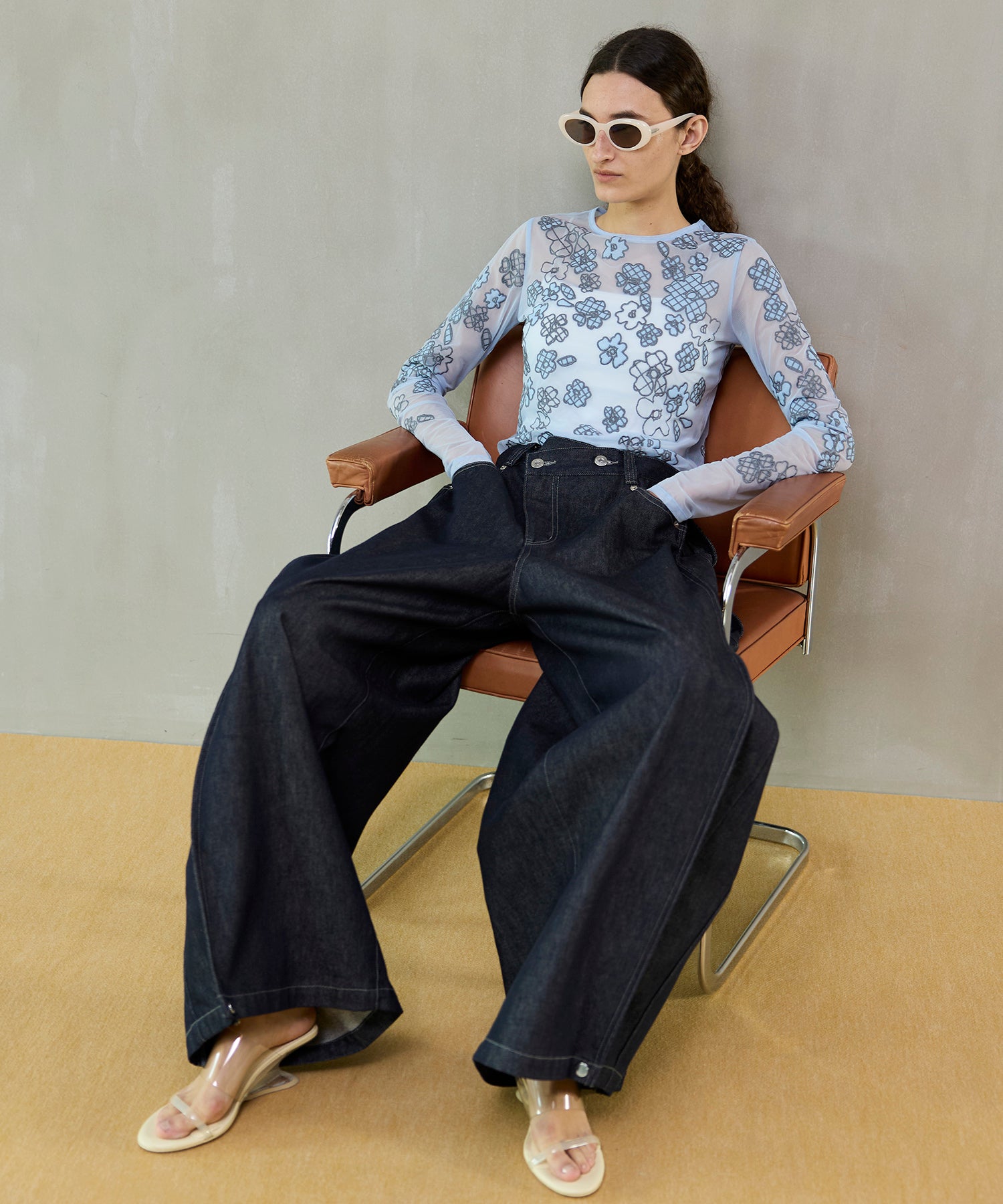 【26SPRING PRE-ORDER】Flower Embroidery Sheer Tops