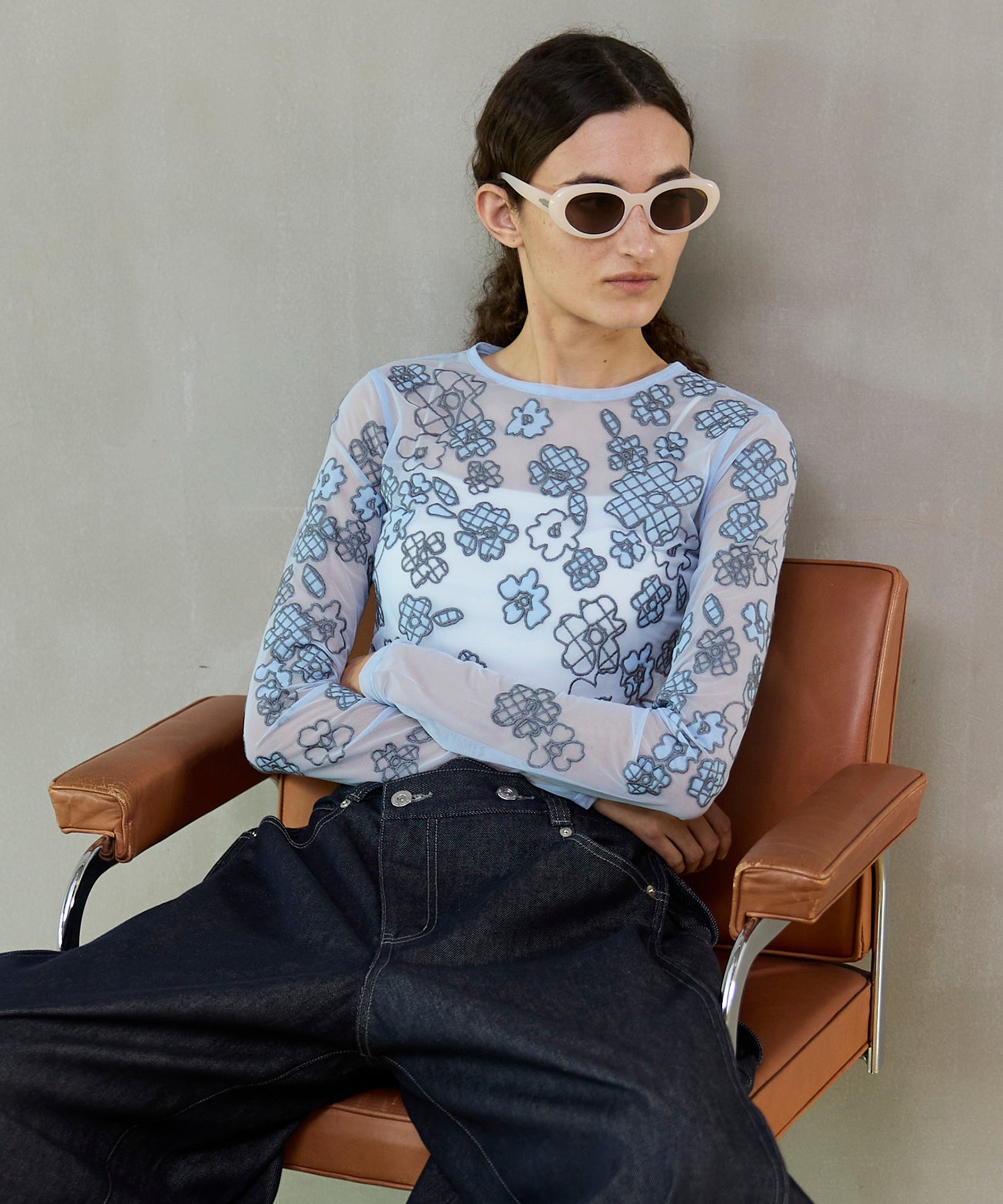 【26SPRING PRE-ORDER】Flower Embroidery Sheer Tops