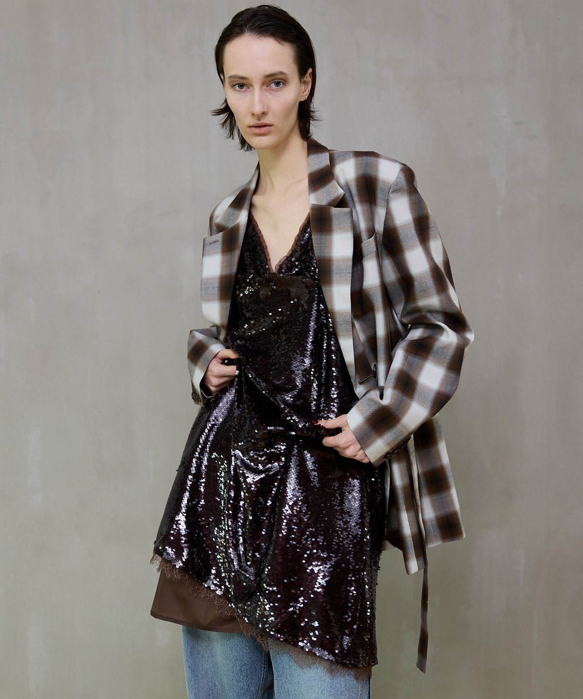 【26SPRING PRE-ORDER】Ombre Check Pattern Tailored Jacket