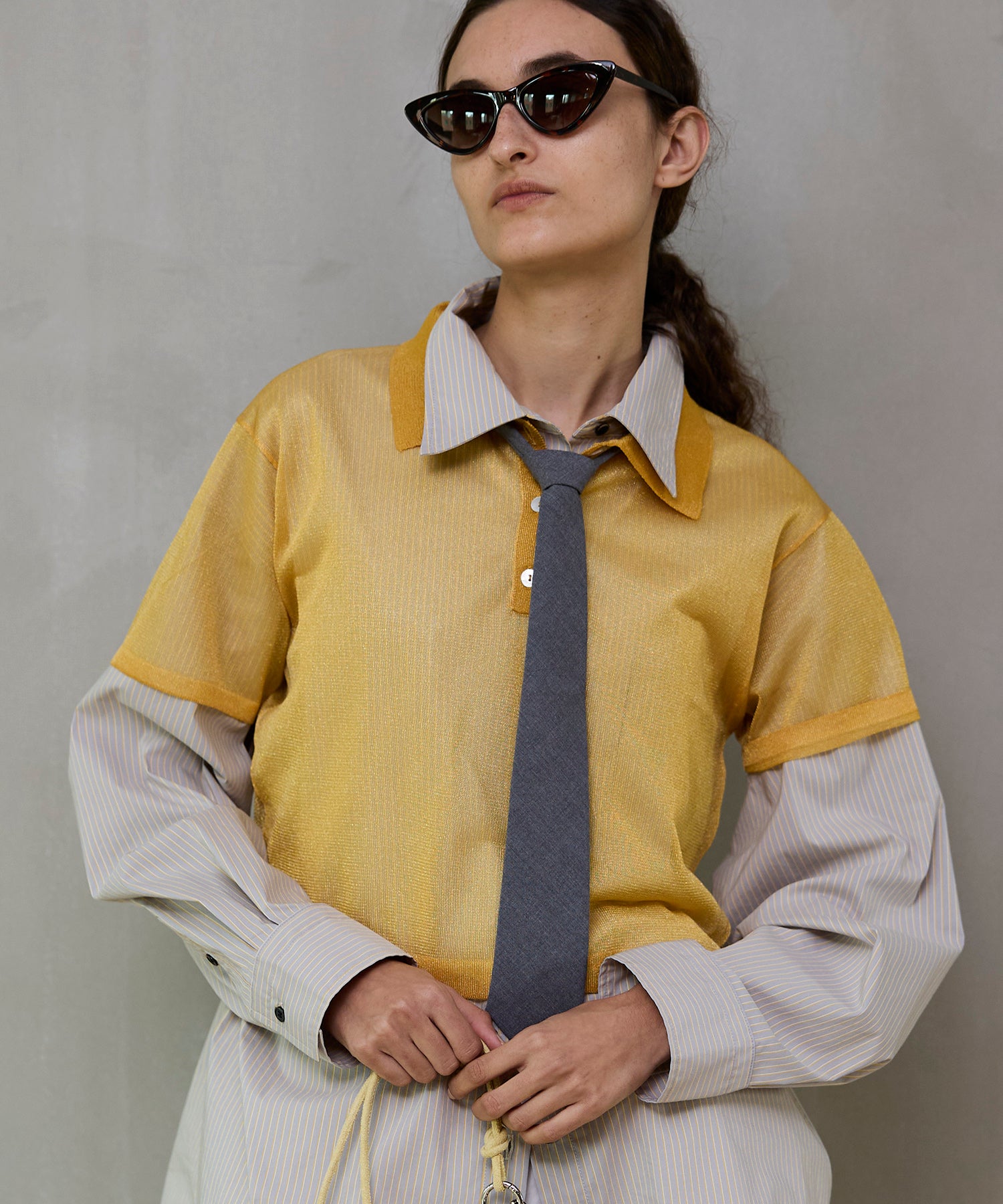 【26SPRING PRE-ORDER】Layered Sheer Knit Polo