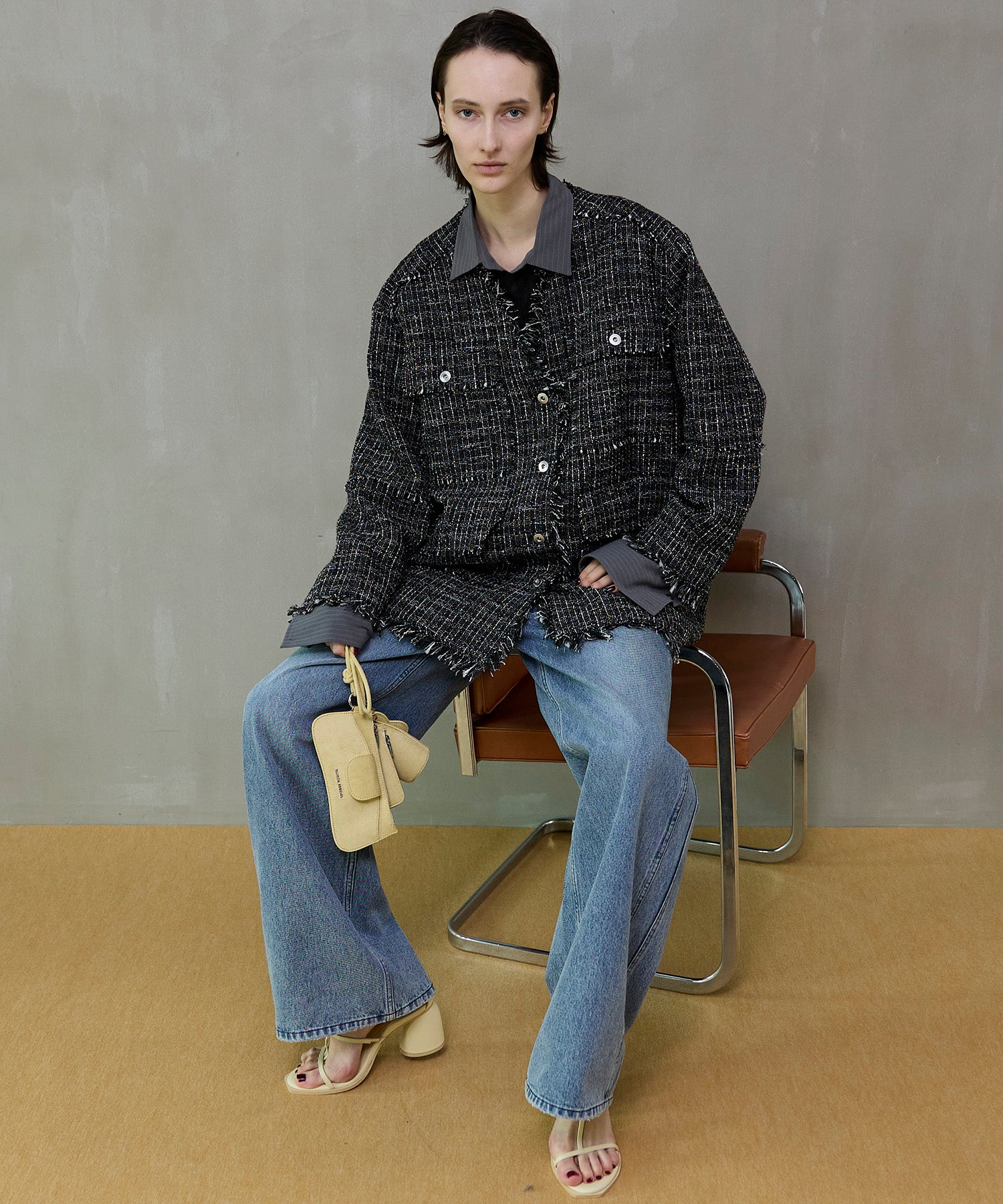 【26SPRING PRE-ORDER】Fringe Tweed Long Jacket