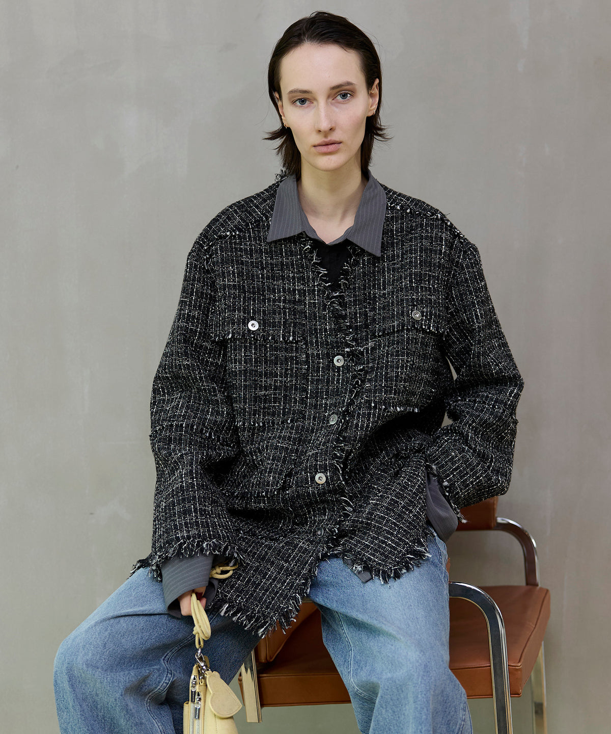 【26SPRING PRE-ORDER】Fringe Tweed Long Jacket
