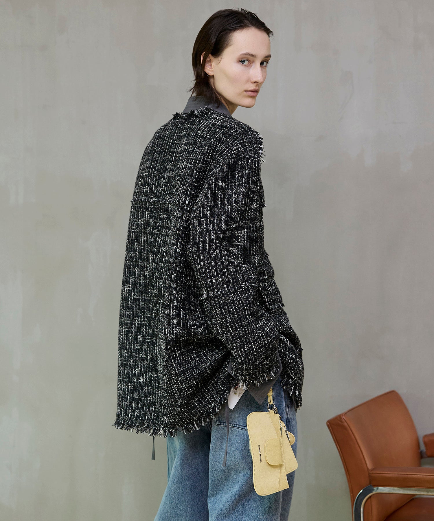 【26SPRING PRE-ORDER】Fringe Tweed Long Jacket