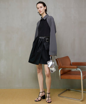 【26SPRING PRE-ORDER】Drape Vegan Leather Culotte Skirt