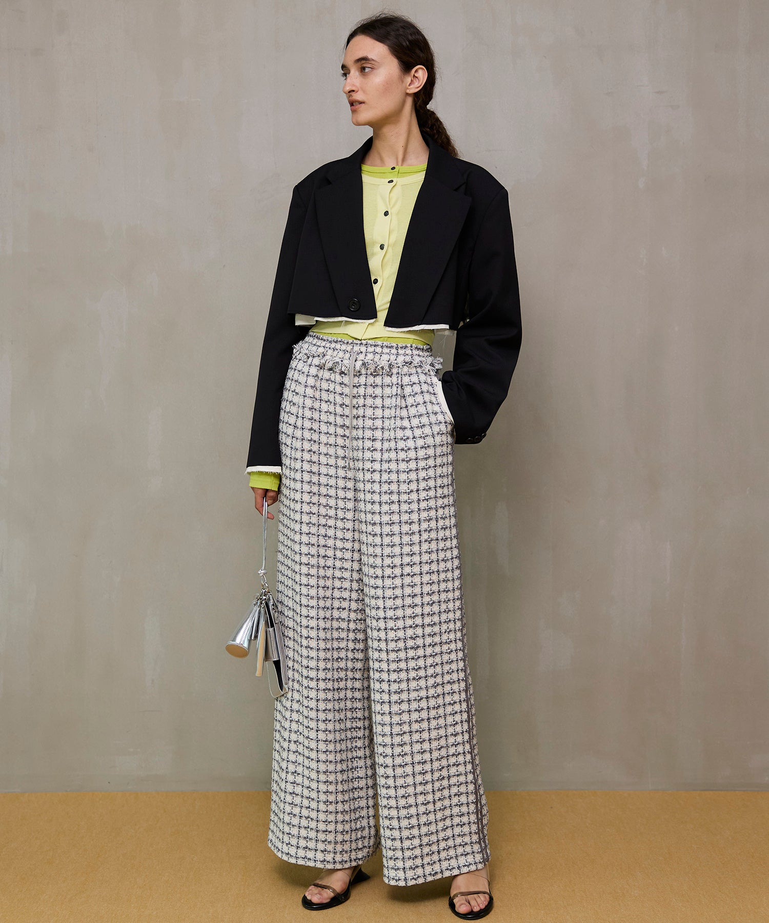 【26SPRING PRE-ORDER】Side-Lined Tweed Easy Pants