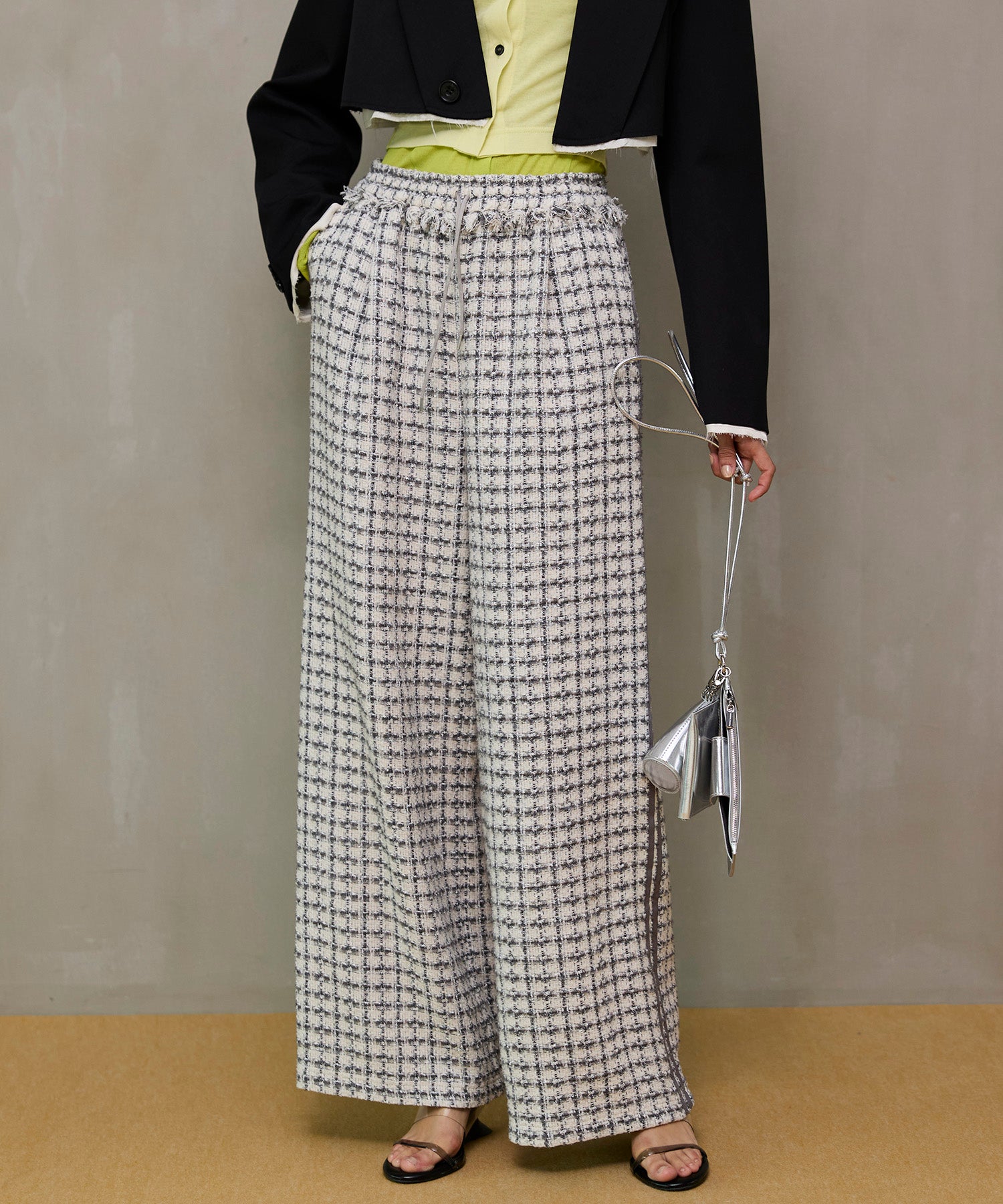 【26SPRING PRE-ORDER】Side-Lined Tweed Easy Pants