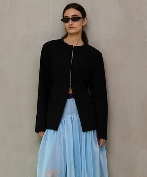 【26SPRING PRE-ORDER】No-Collar 2WAY Ribbon Jacket