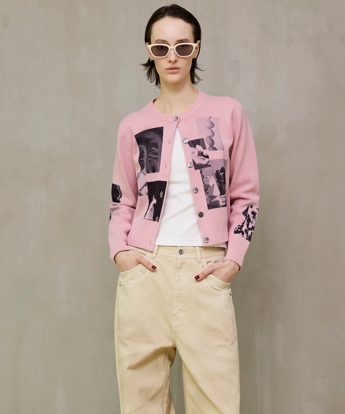 【26SPRING PRE-ORDER】Photo Collage Compact Knit Cardigan