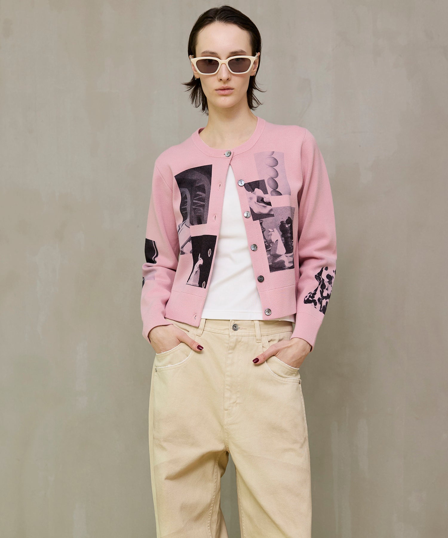 【26SPRING PRE-ORDER】Photo Collage Compact Knit Cardigan